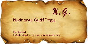 Mudrony György névjegykártya